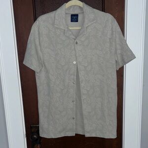 Men's Beige Patterned Short Sleeve Shirt